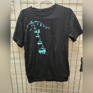 Black T-Shirt with Ski Lift Graphic